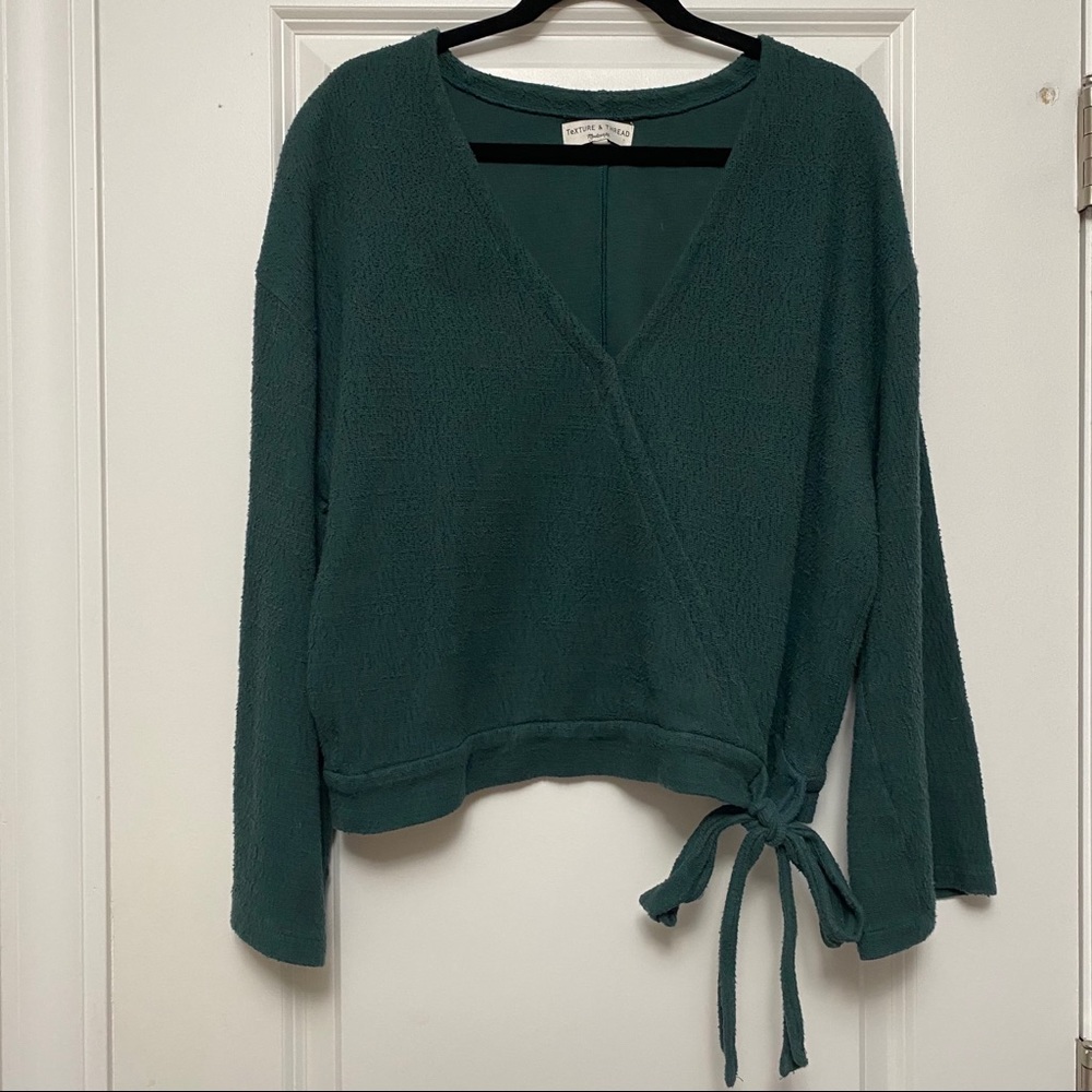 Madewell Texture & Thread Wrap Top XL, Green